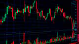 A vibrant close-up of a candlestick chart displaying financial market trends and trading activity.