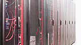 A system with various wires managing access to a centralized server resource in a modern data center.