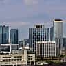 Modern glass skyscrapers rise in a business district of São Paulo, Brazil.