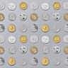 A scattered array of various gold and silver cryptocurrency coins.