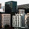 Modern high-rise buildings in the Barcode financial district of Oslo, Norway.