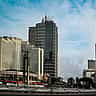 The Selamat Datang Monument stands amid high-rise hotels and office buildings in central Jakarta.